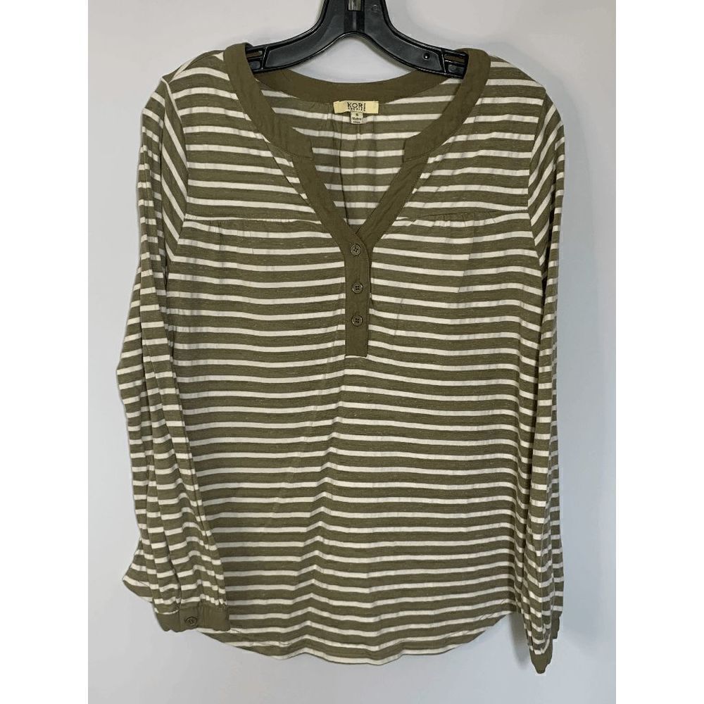 Kori America Long Sleeve Stripe Shirt Size Small